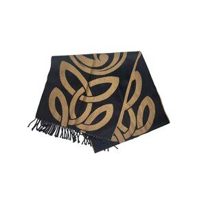 Peter James Pure Wool Scarf Womens OS Black Cooper Reversible